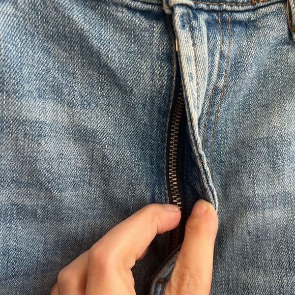 Zara Woman Lightly Distress Tapered Denim Jeans In Blue Size 4 - Picture 4 of 9